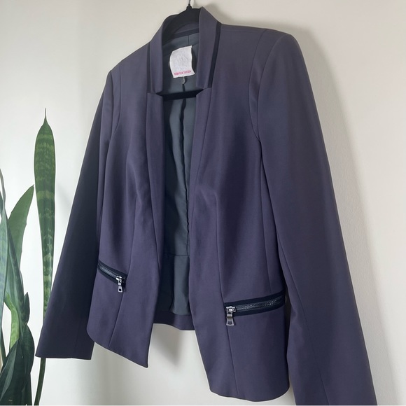 Rebecca Taylor Open Front Silk Blend Peplum Blazer with Zipper Waist Details - Picture 7 of 16